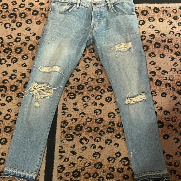 En Noir 001 Cobain Distresed Ripped Patchwork Denim Jean